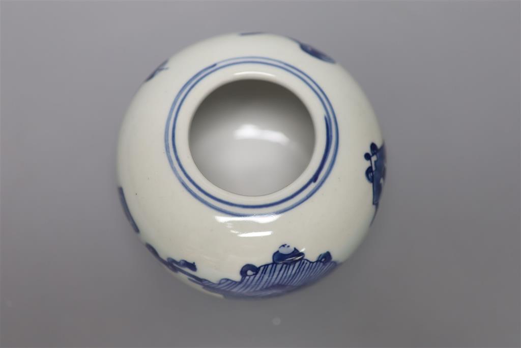 A Chinese blue and white water pot, height 9cm